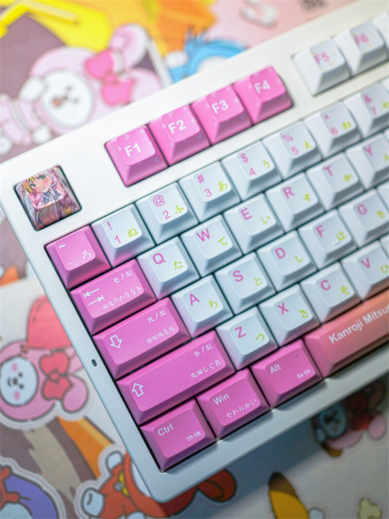 New Demon Slayer Mitsuri Anime PBT KCA Height Keycap Set 140 Key for Mechani