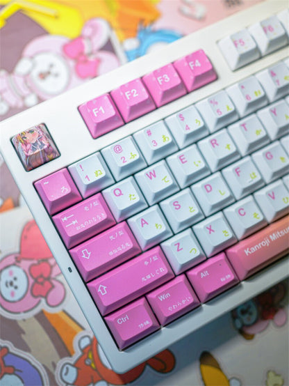 New Demon Slayer Mitsuri Anime PBT KCA Height Keycap Set 140 Key for Mechani