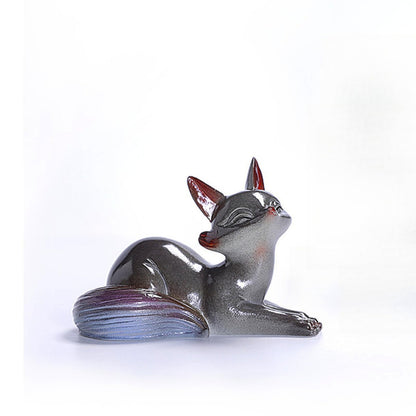 Resin Little Fox Tea Pet Color Changing 10cm 3.9in Tea Ceremony Tea Play