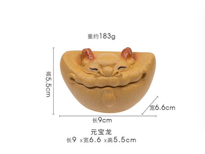 chinese yixing zisha tea pet dragon decoration yellow DuanClay Yuan Bao Long