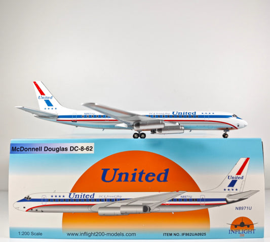 1:200 InFlight United DC-8-62 N8971U Passenger Airplane Diecast Plane Model