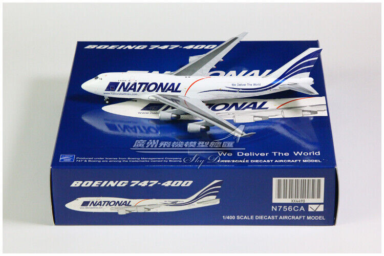 1:400 JC Wings NATIONAL BOEING 747-400 Passenger Airplane Diecast Aircraft Model