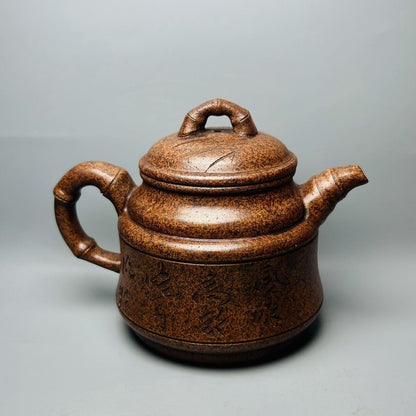 Chinese Yixing Purple Clay Teapot Zisha Ceramic Bamboo Teaware Collection Rare