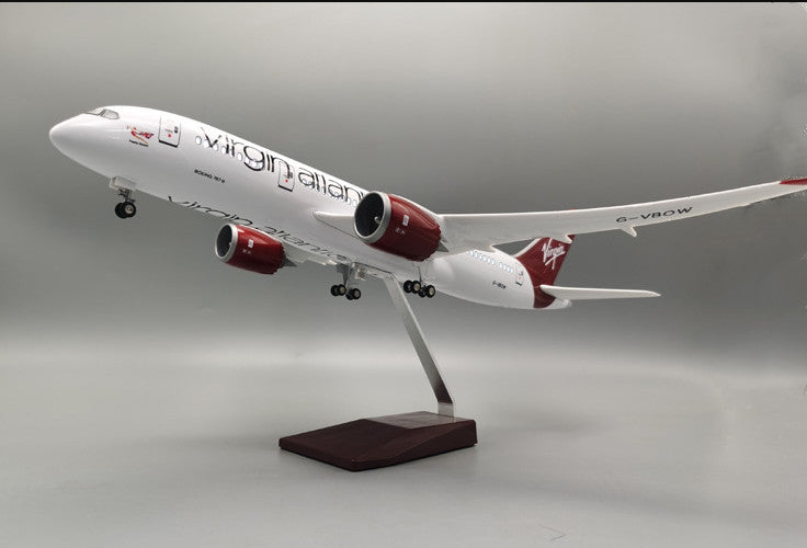 44CM Virgin Atlantic BOEING 787 Airplane Led Sound-controlled Light Resin Model