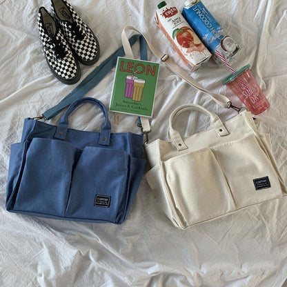 Shopping Bag Handbag Cotton Canvas Shoulder Tote Messenger Bag 32*12*27 Cm Purse