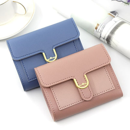 Short Wallet Heart-Shaped Card Bag Simple Square 3fold Coin Purse 9.5*11.5*1.5CM