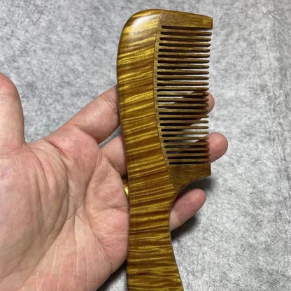 Golden Nanmu Water Ripple Comb Vintage Solid Wood Hair Comb for Home Use