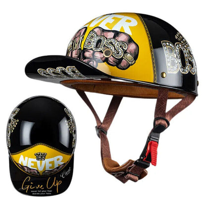Motorcycle Helmet Half Face Men Women Retro Cafe Racer Helmet Baseball Cap Gift