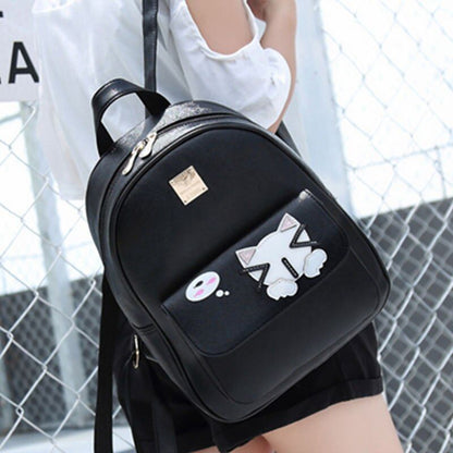 Small Black Backpack Traveling Backpack Women Synthetic Leather Shoulder Bag 1PC