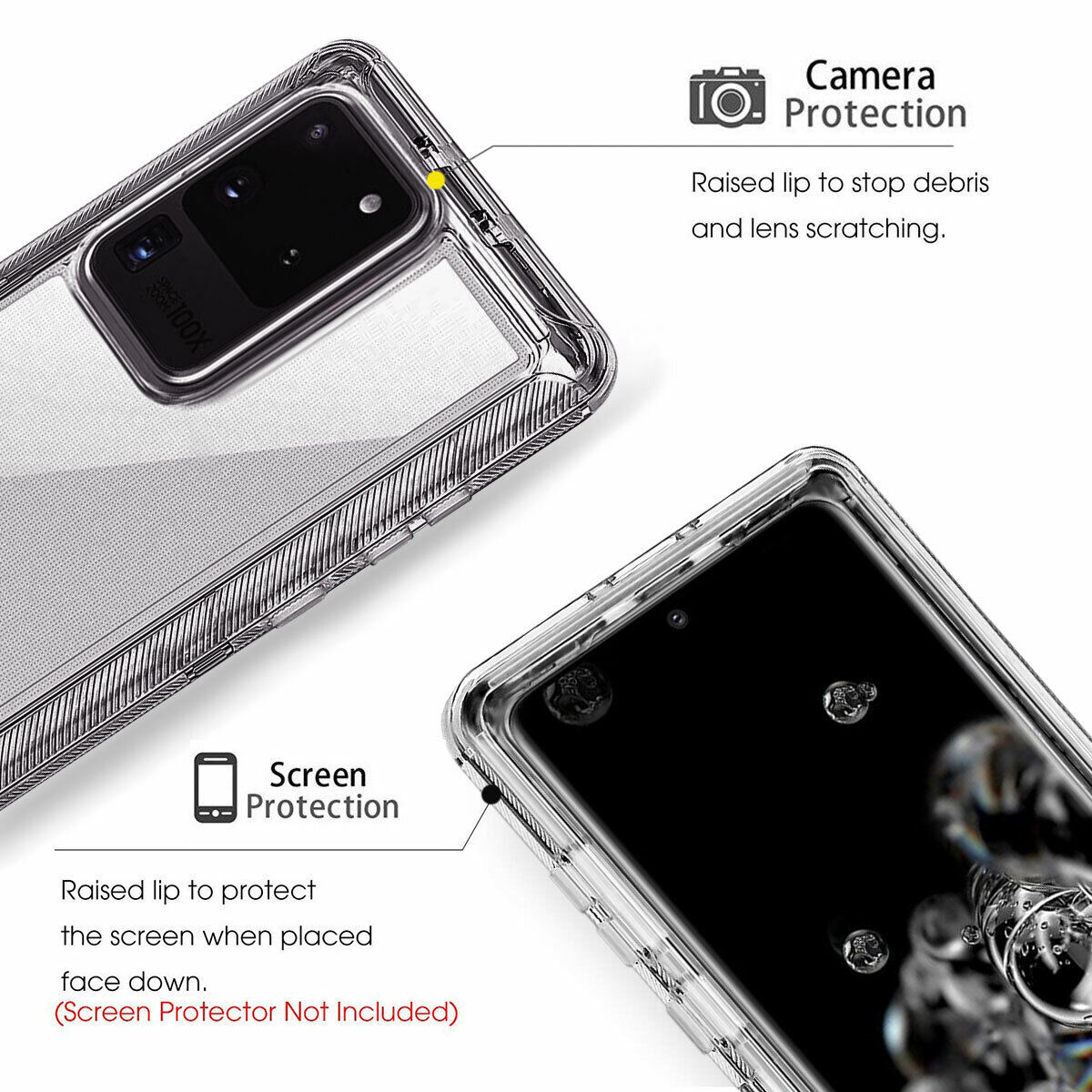 Case For Samsung Galaxy S20 Plus Ultra 5G, Clear Rugged Heavy Duty Phone Cover