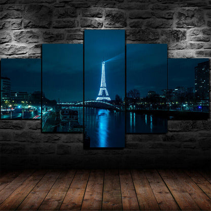 Outer Space Earth View 5 Piece canvas Wall ArtParis by Print Picture Home Decor