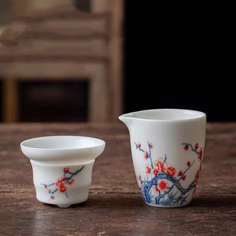 Jingdezhen Ceramic Gaiwan Mutton Jade Porcelain Tureen Matching Tea Cup Pitcher