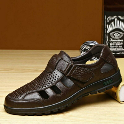 Mens Fisherman Slippers Closed Toe Summer Beach Leather Sport Sandals Shoes size