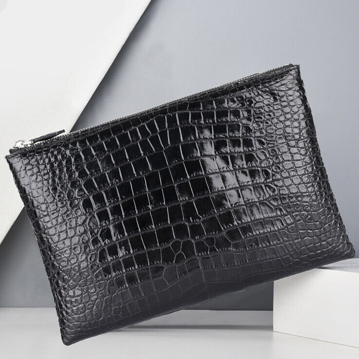 Handcrafted Alligator Crocodile Belly Leather Men's Business Clutch Envelope Bag