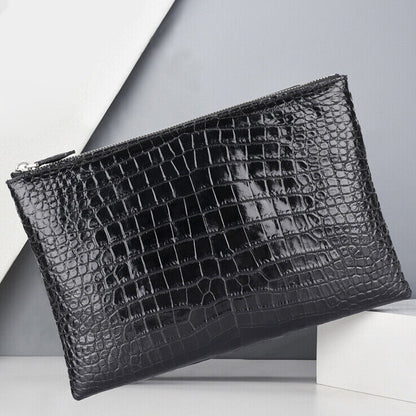 Handcrafted Alligator Crocodile Belly Leather Men's Business Clutch Envelope Bag