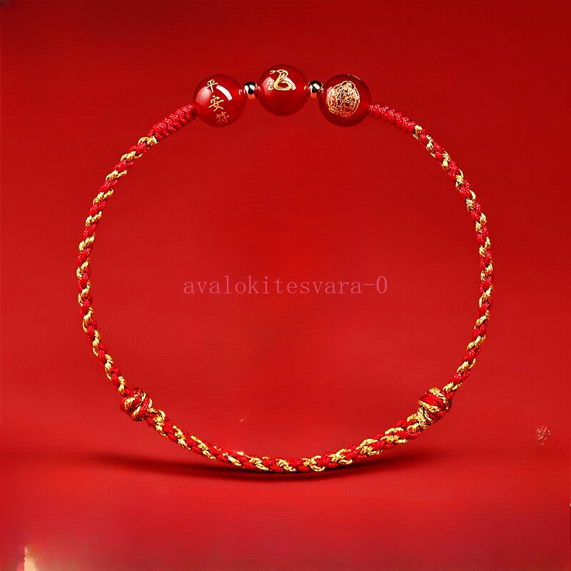 1pc Red Hand Rope Agate Bracelet Red Rope Bracelet Hand Woven Rope