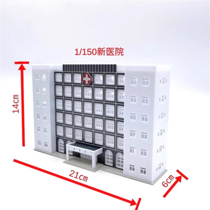 N Scale 1:150 City Buildings Model Hospital Bank Scene DIY Assembly Toy