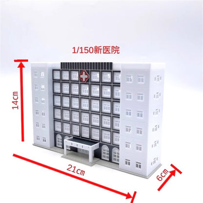 N Scale 1:150 City Buildings Model Hospital Bank Scene DIY Assembly Toy