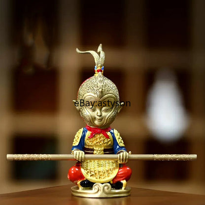 Copper Handmade Color painting Cartoon Edition Sun WuKong Monkey King God Statue