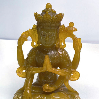 Antique Avalokiteshvara Gilded Statue Qing Dynasty Bodhisattva Guanyin Statue