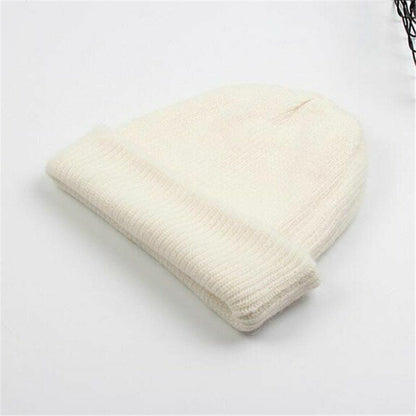 Winter Angora Solid Warm Woolen Knitted Hat Fashion Beanie Outdoor Sport Thick