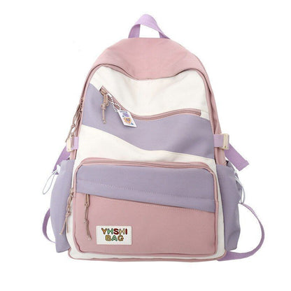 Backpacks Contrast Colors Waterproof Nylon Traveling Anti-Theft Schoolbag 20-35L