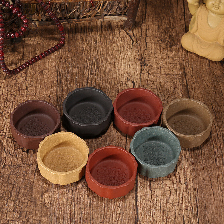 One Tea Cup Handmade Chinese Character Carved Real Yixing Zisha Purple Clay 50ml