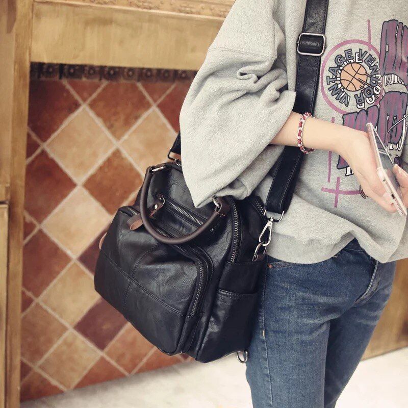 Synthetic Leather Shoulder Bag Casual Handbags Messenger Purse Travelling Pack