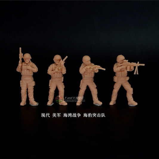 1/72 1/64 1/87 Modern U.S. Military Gulf War SEAL Team 4-Persons Unpainted Model