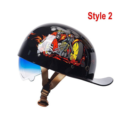Motorcycle Helmet Vintage Helmet Baseball Cap Half Helmet Colourful Men Helmet