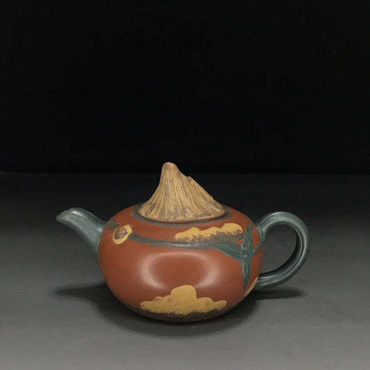 vintage chinese yixing purple clay teapot zisha ceremony carving Collectible art