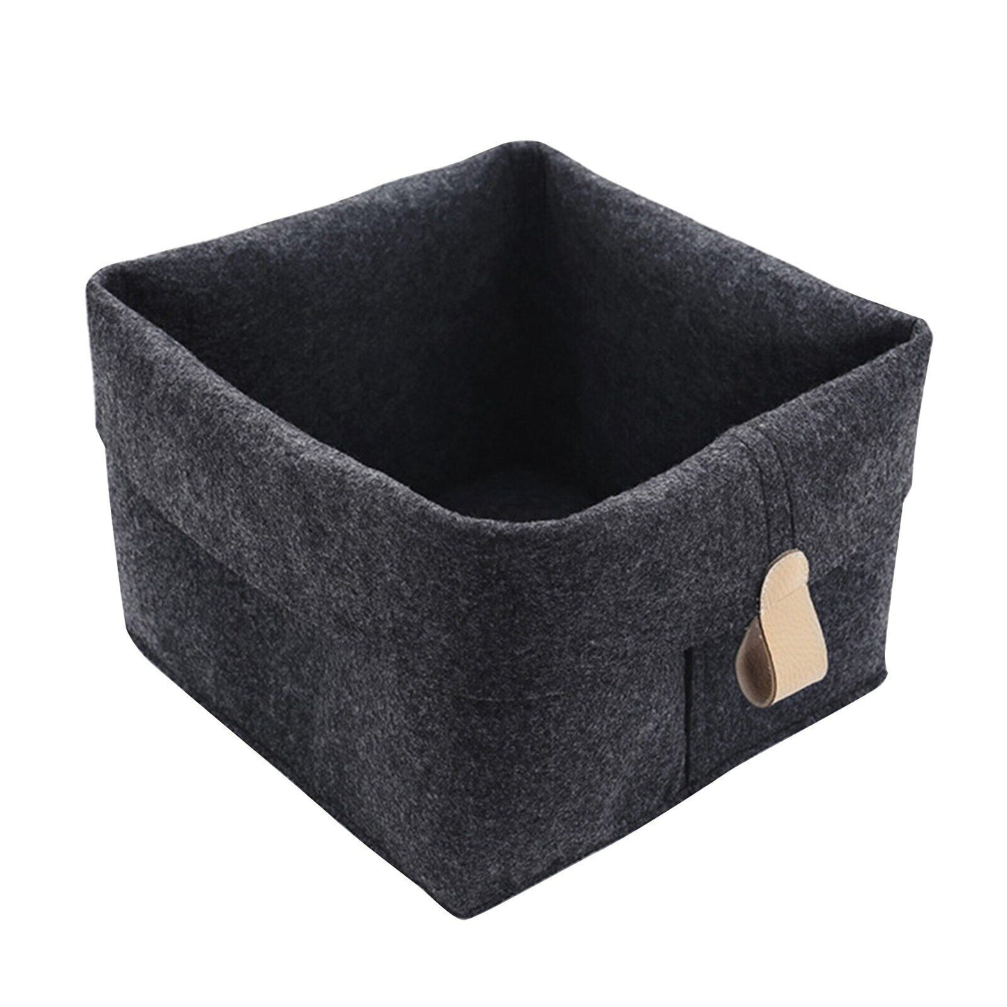 1pc Living Room Tea Table Gray Sundries Storage Basket Cloth Felt Storage Box