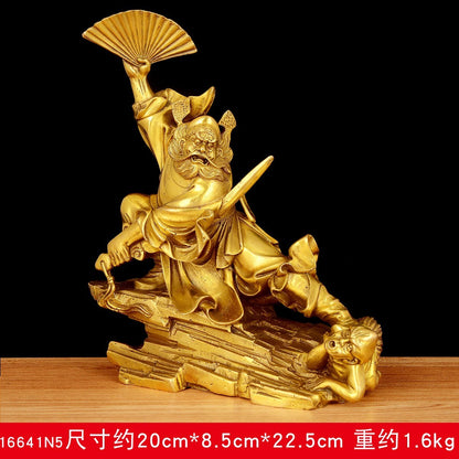 Chinese Brass Zhong Kui Ghost Buster Statue Taoism Deity Feng Shui Home Decor