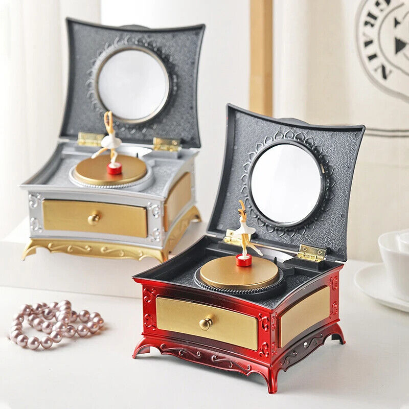 Music Box Plastic Classic Rotating Ballerina Piano Jewelry Holders 16x13.6x9.1cm