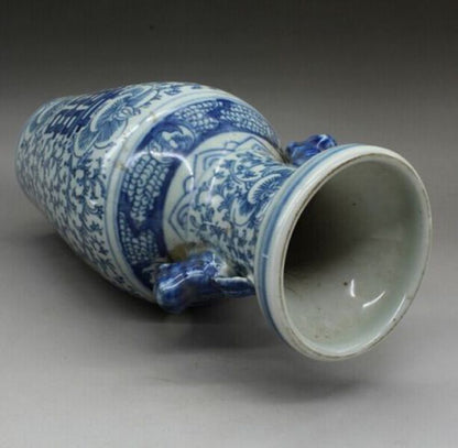 A Pair Old of Blue and White Porcelain Vase Double Happiness HomeDesign