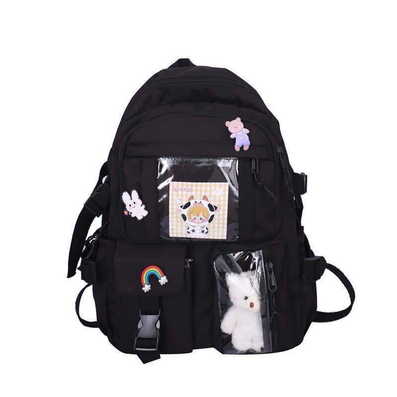 Schoolbag College Students Backpack 29*13*41 CM Strap 80CM Nylon Green/Pink Bags