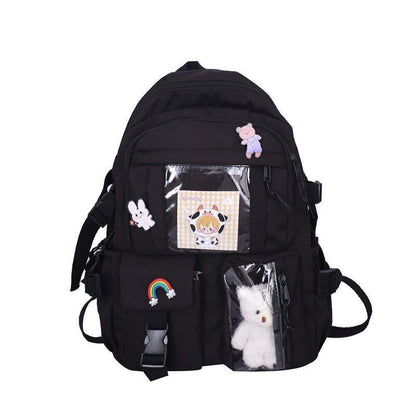 Schoolbag College Students Backpack 29*13*41 CM Strap 80CM Nylon Green/Pink Bags