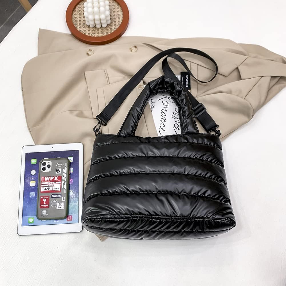YFGBCX Puffer Tote Bag for Women Quilted Puffy Handbag Lightweight Winter Down