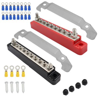 12V 300V AC Bus Bar Marine 1/4" #8 Stud Power Distribution Block For Car Boat