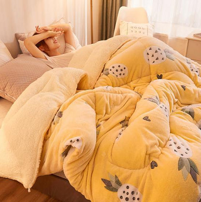 Warm Lamb Wool Quilt Thickened Cotton Double-sided Velvet King Queen Blanket