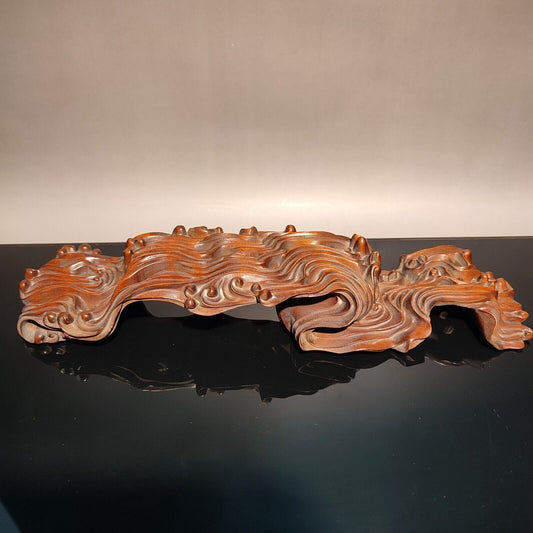 10" vintage wooden statue carvings auspicious clouds large Brush Rack home decor