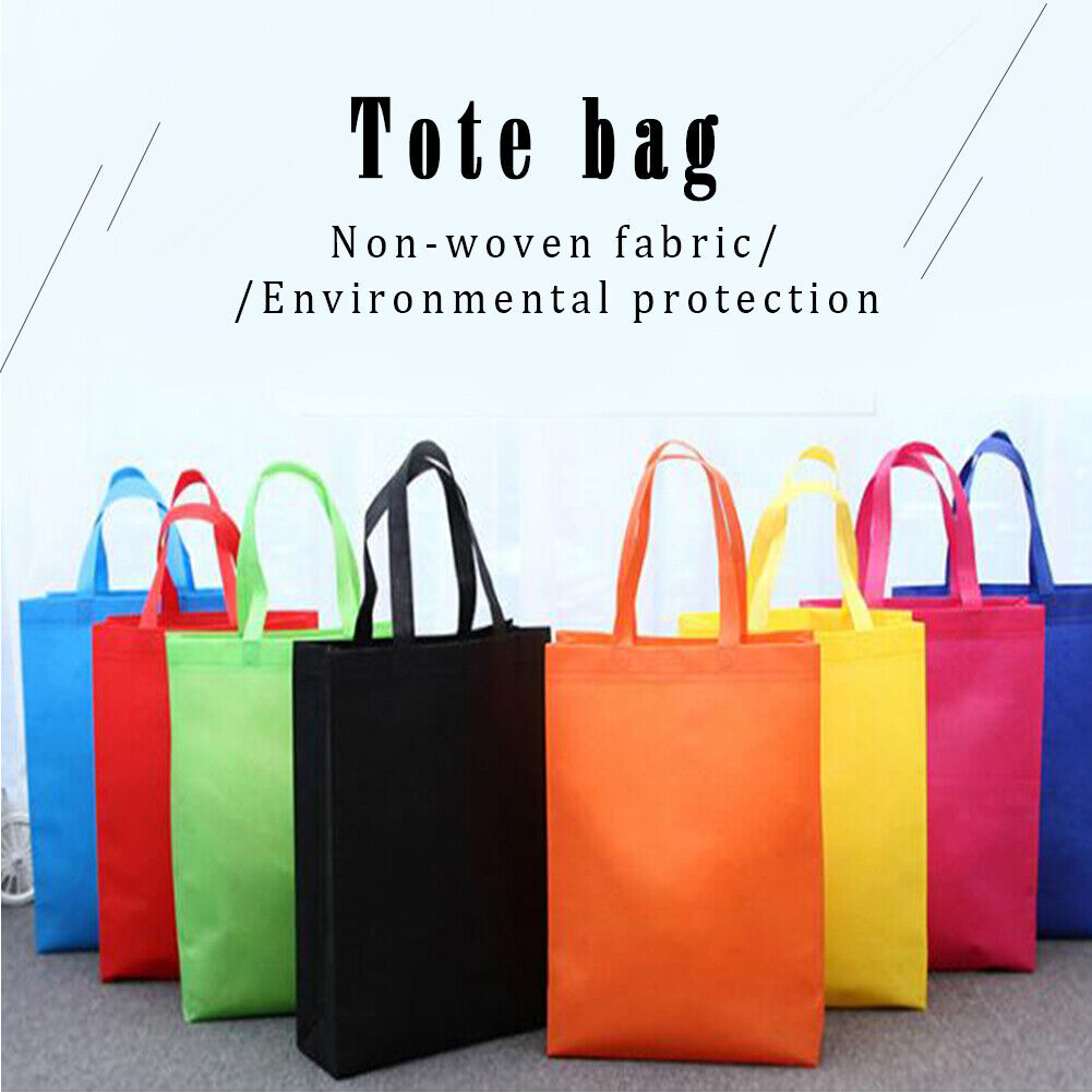Solid Color Reusable Shopping Bags Large Folding Totes Convenient Grocery Bags