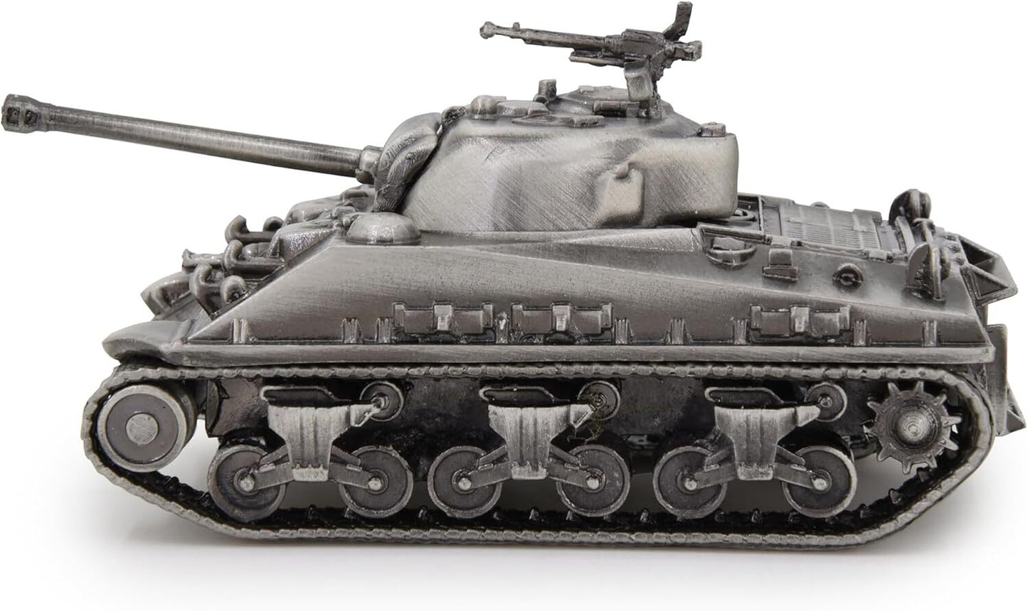 1:72 M4 Sherman Medium Tank Model Full Metal with Bamboo Gift Box Silver Color