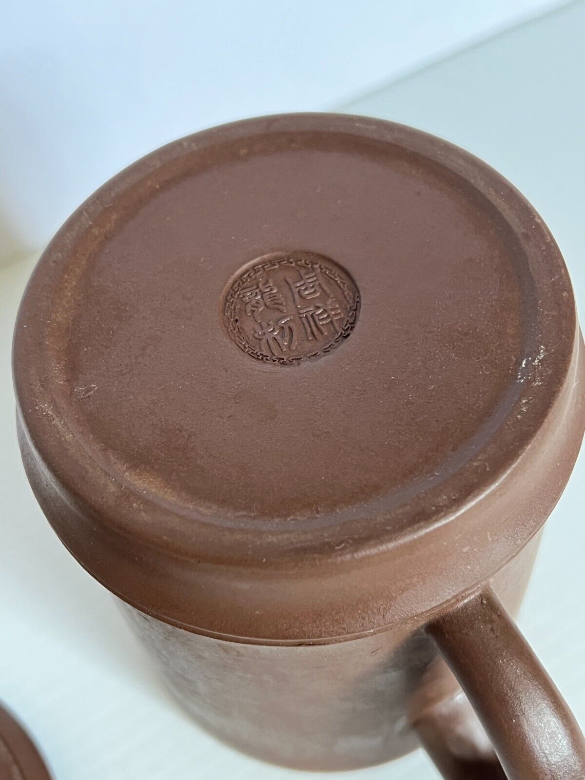 Chinese Yixin Zisha Clay Hand Carved Tea Mug With Lid Bamboo Style