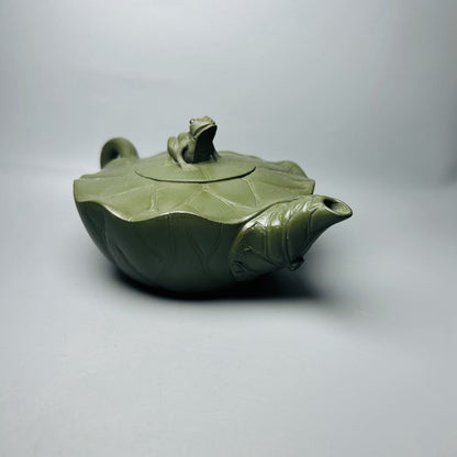Chinese Yixing Zisha Pottery Clay Teapot Handmade Lotus Leaf Frog Pot Tea Pot 蒋蓉