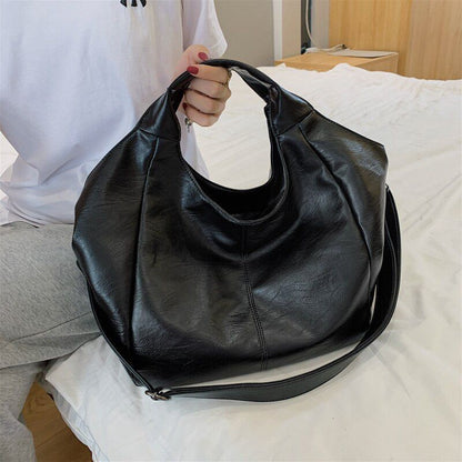 White Synthetic Leather Half Moon Bags Large Hobo Shopper Bag Soft Crossbody 1PC