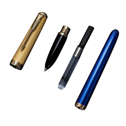143mm Jinhao 85 Metal/Wood Fountain Pen Extra Fine Nib 0.38mm Writing Pen Blue A