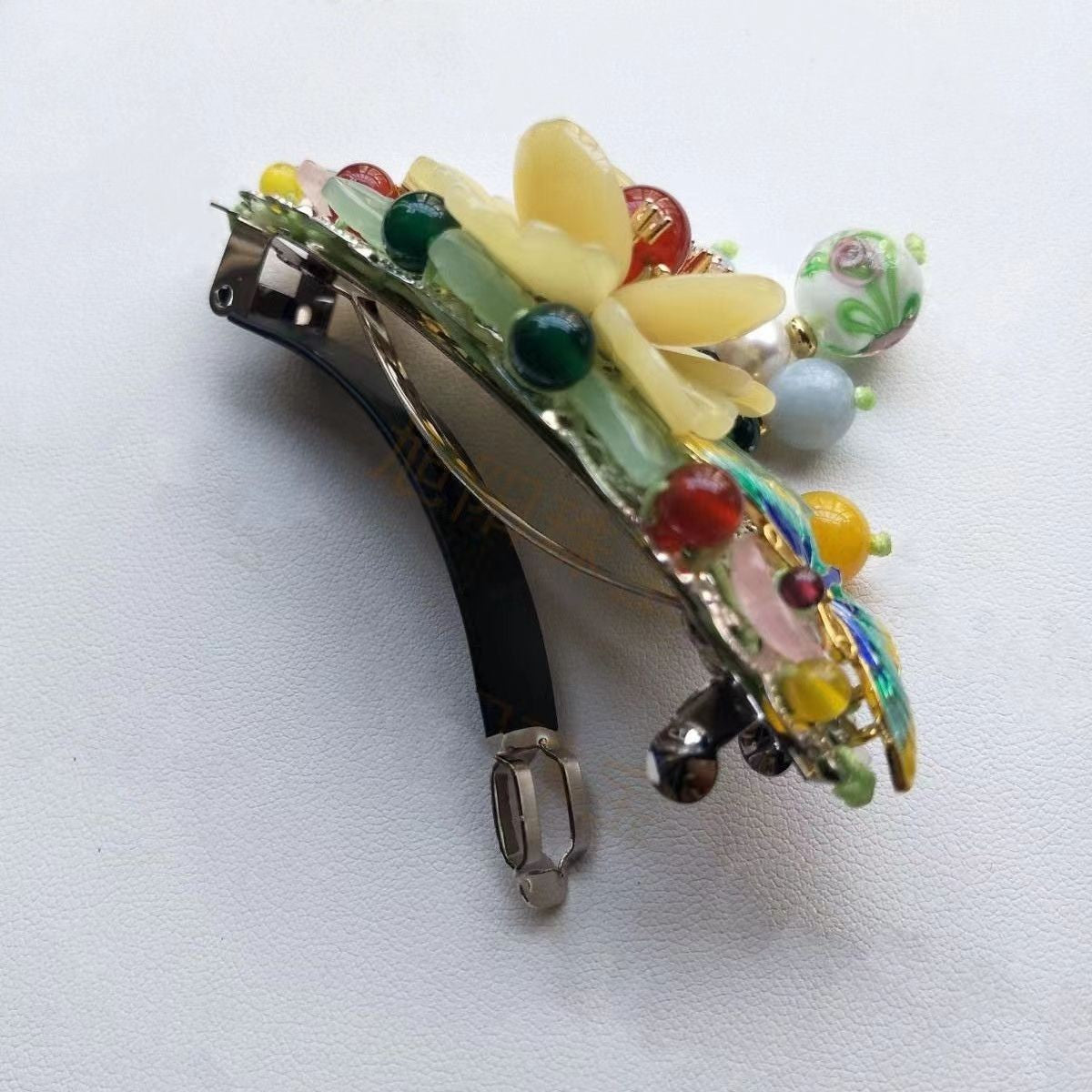 Vintage Cloisonne Top Clip Butterfly Flower Spring Hairpin Retro Ponytail Clip