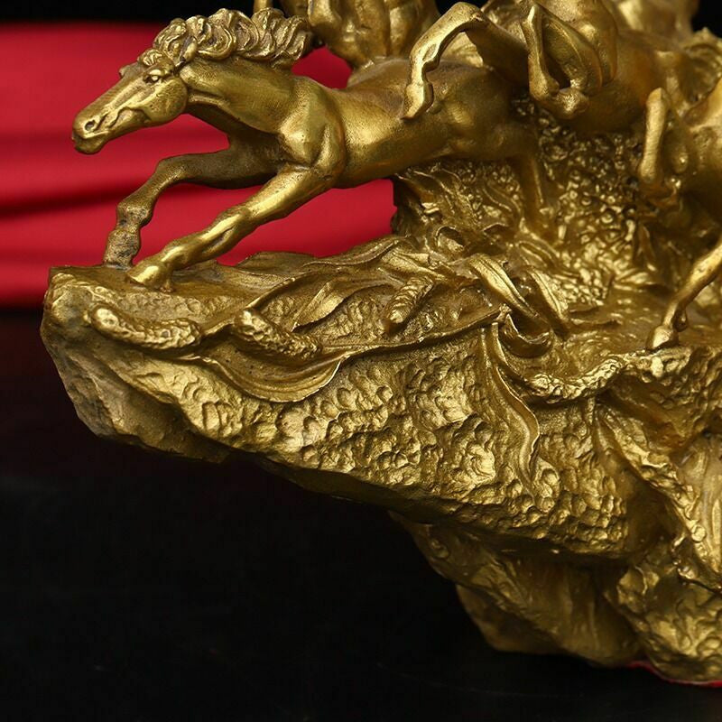 Brass Myth Horse Galloping, Nine Horses Galloping, Fast Riding Statue Decoration