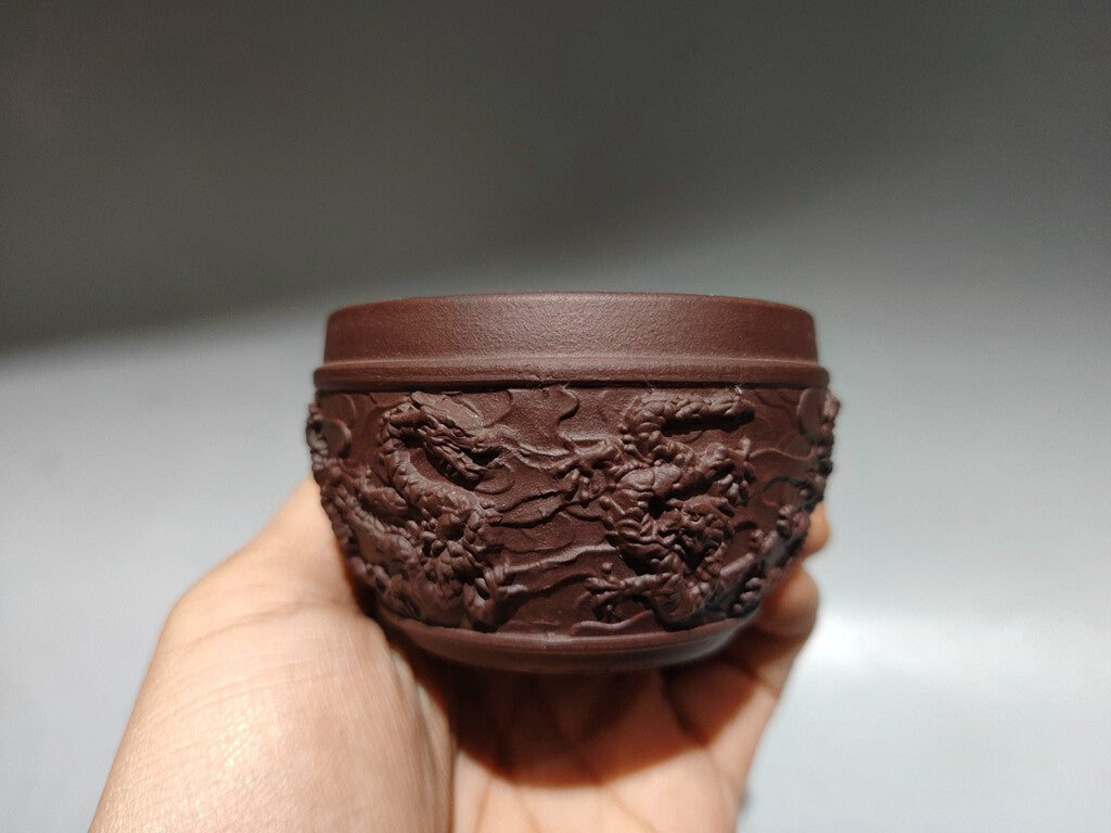 Chinese Yixing Zisha Clay Handmade Exquisite Dragon Pattern Cups